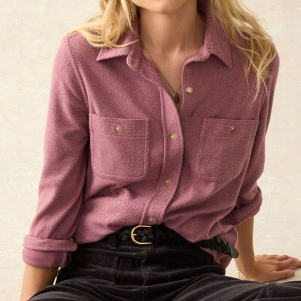 Faherty Women’s Legend™ Sweater Shirt Rose Twill Shacket Fleece Cozy